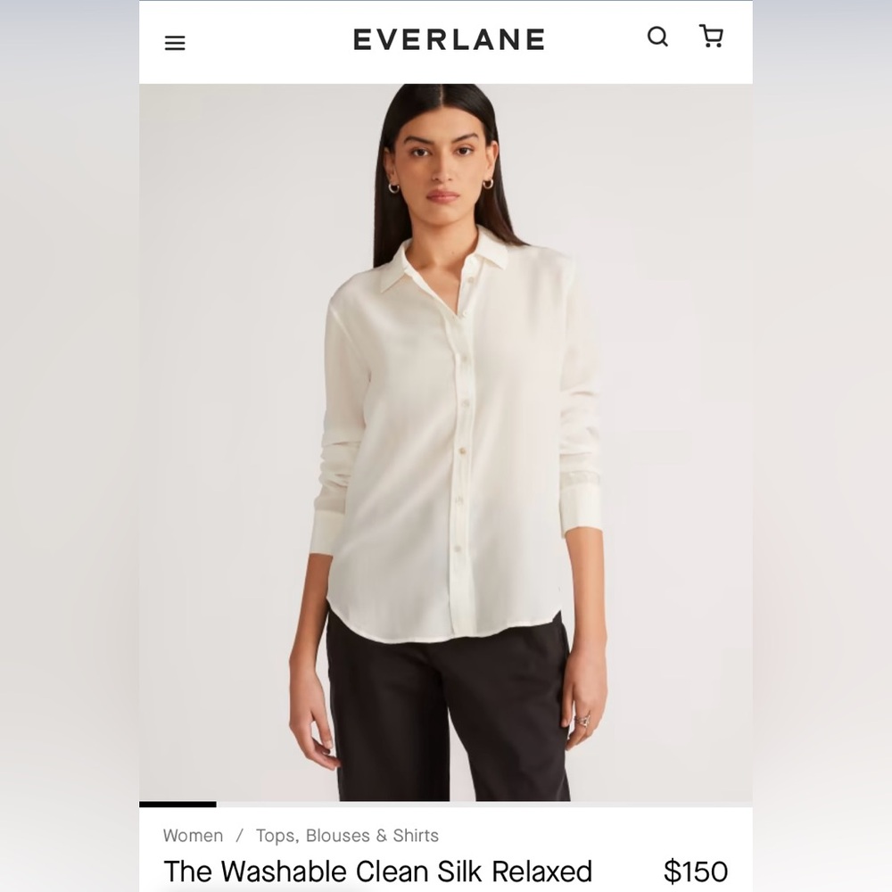 Everlane 100% silk washable button down blouse